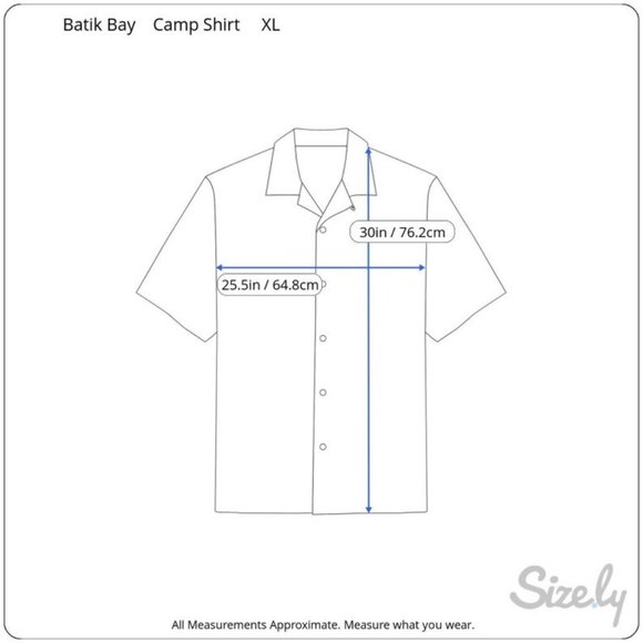 Batik Bay Men Hawaiian camp shirt pit to pit 25.5 XL aloha luau tropical palm - Picture 2 of 7